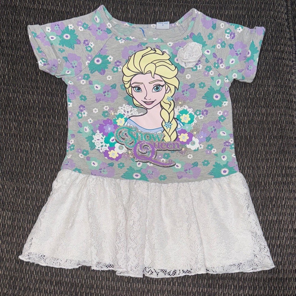 Floral Graphic Dress with Lace Detail. Girls Size 6X Brand New, Never Worn